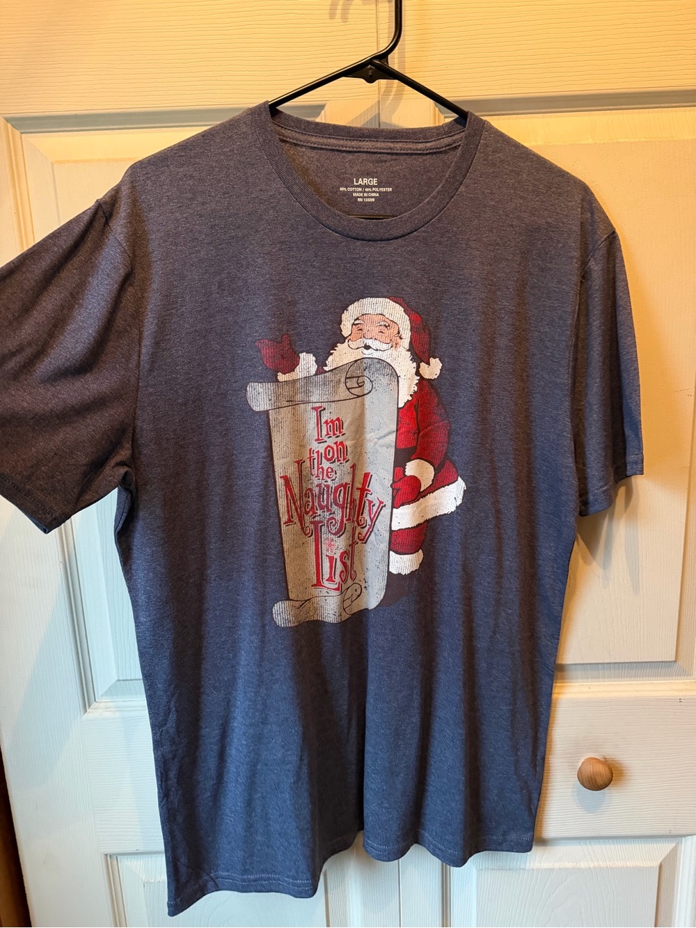 Men's Navy Blue Santa Graphic Tee - 'I'm On the Naughty List'